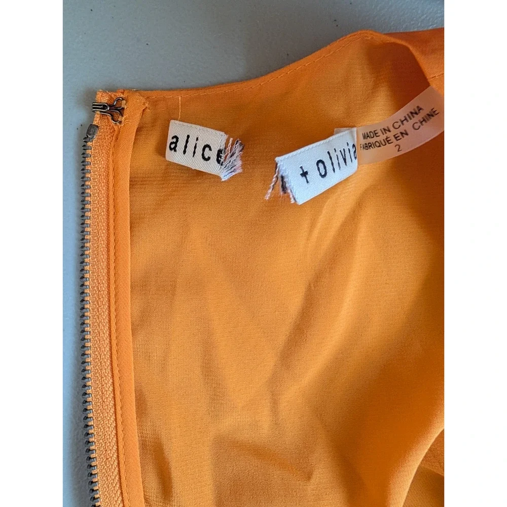 NWOT Alice + Olivia Sion Pleated Midi Dress Size 2 Tangerine Orange #2J459 - Picture 10 of 10